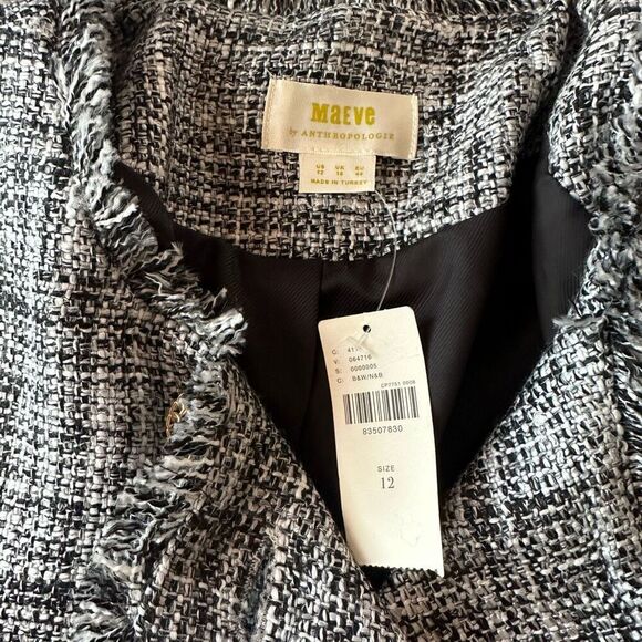 🍂NWT Anthropologie Maeve Double-Breasted Tweed Jacket | Size 12 - Picture 10 of 11
